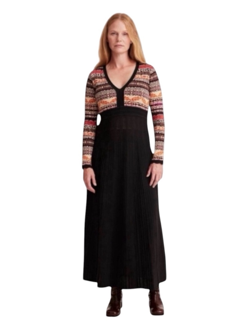 ANTHROPOLOGIE ODD MOLLY Maxi Sweater Dress, Long Sleeve, V- Neck, Size 0.